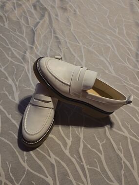 Everlane White Leather Penny Loafers